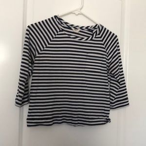 Navy blue and white striped top